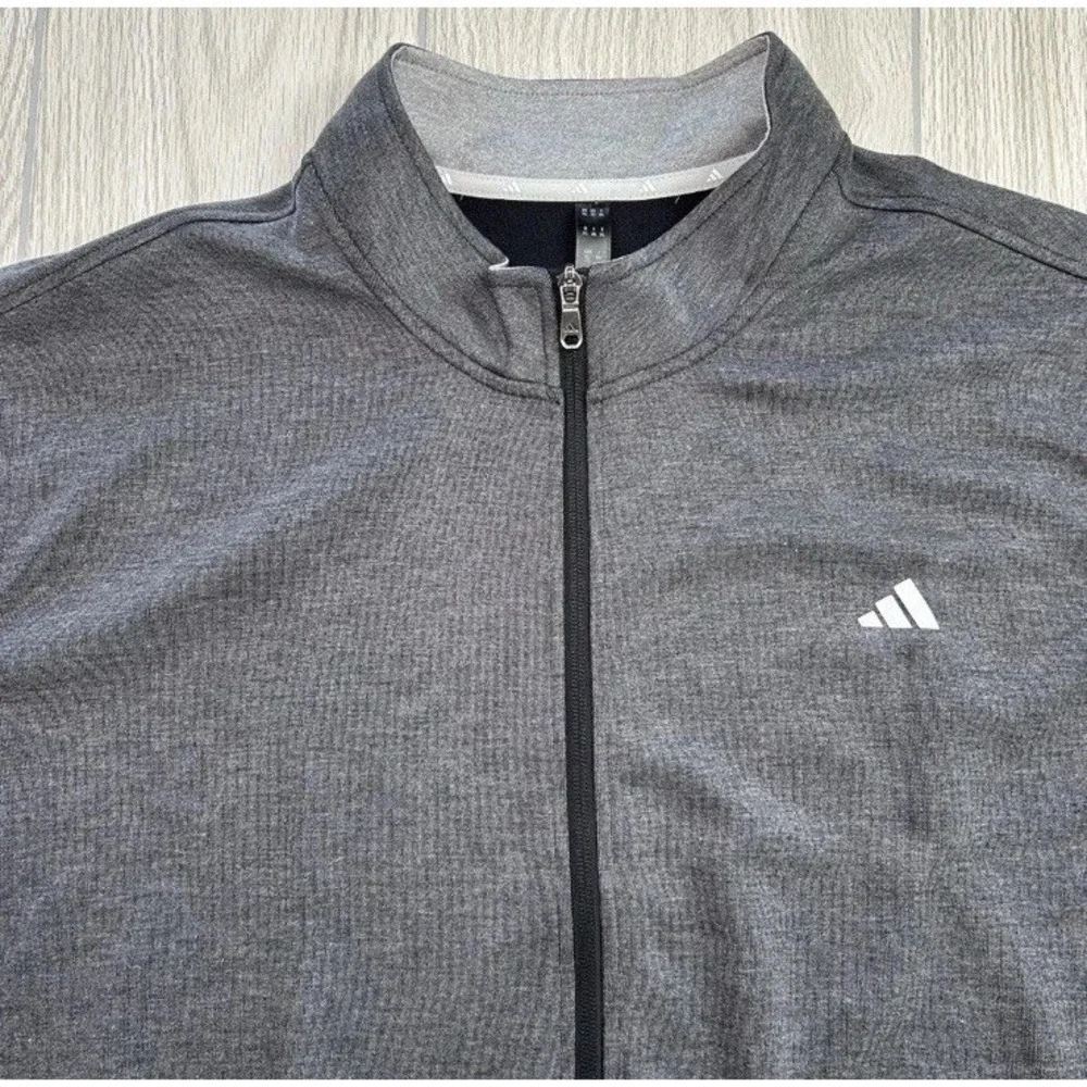 Adidas Elevated Mens Jacket Medium FULL Zip Golf Long Sleeve‎ Charcoal Black